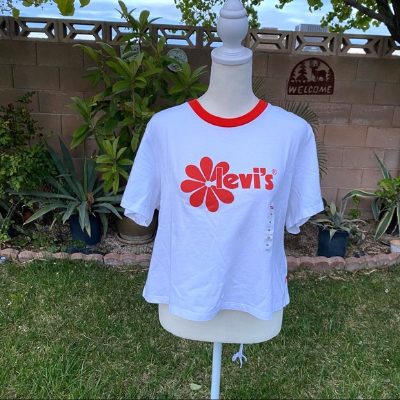 Levi’s Orange Flower Cropped Summer Tshirt - Picture 7 of 7